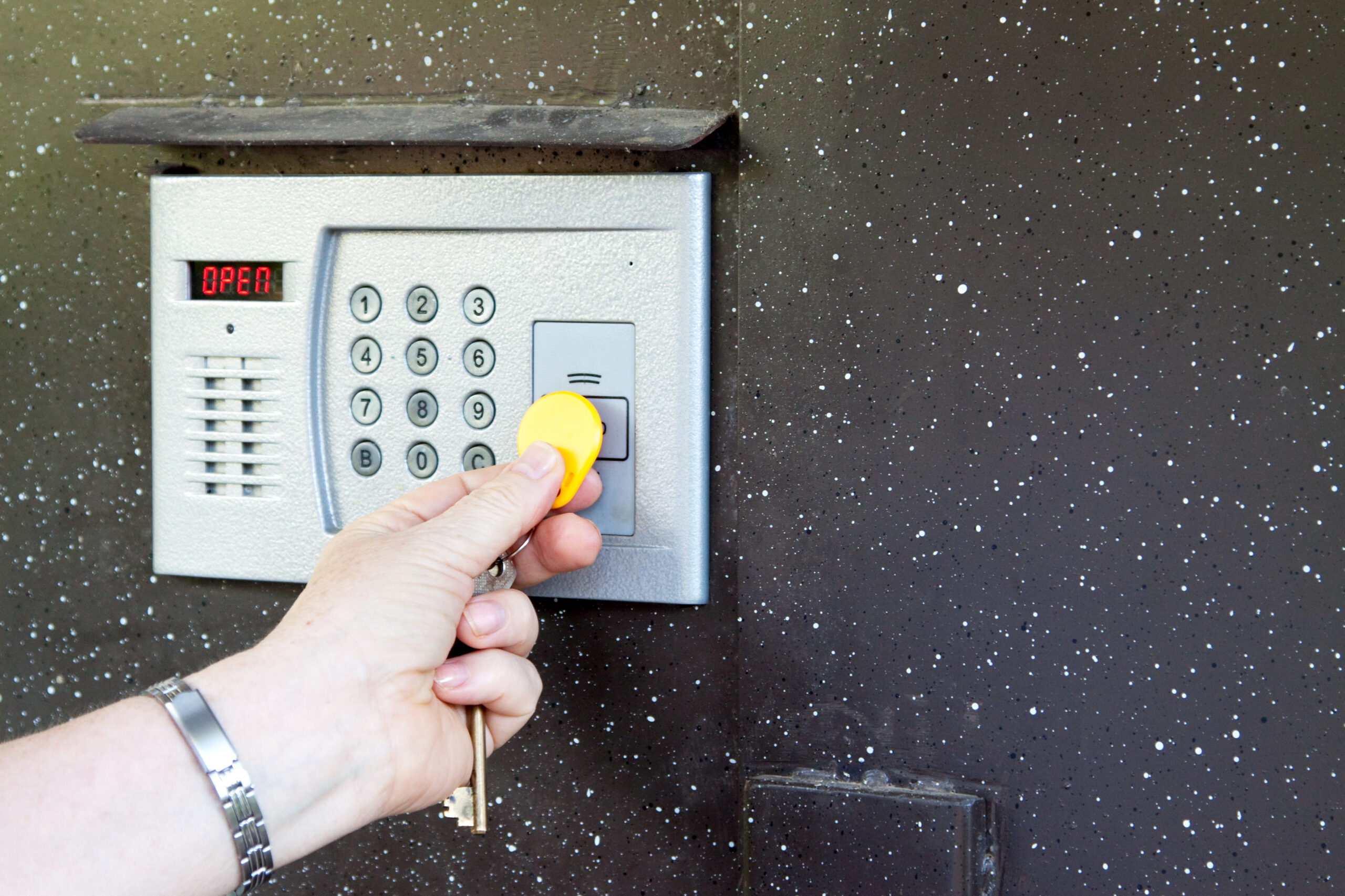 Close-up of uses intercom